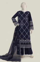 EMBROIDERED CAMBRIC 3PCS UNSTITCHED