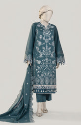 EMBROIDERED CAMBRIC 3PCS UNSTITCHED