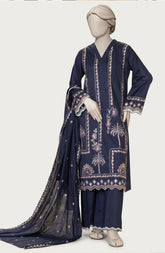 EMBROIDERED CAMBRIC 3PCS UNSTITCHED