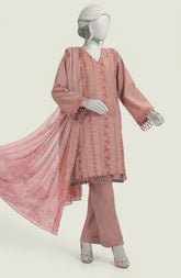 EMBROIDERED CAMBRIC 3PCS UNSTITCHED
