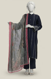 EMBROIDERED CAMBRIC 3PCS UNSTITCHED
