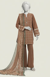 EMBROIDERED CAMBRIC 3PCS UNSTITCHED