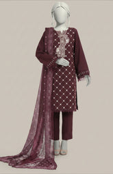 EMBROIDERED CAMBRIC 3PCS UNSTITCHED