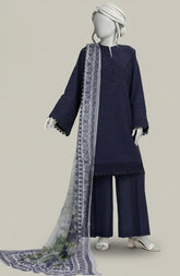 EMBROIDERED CAMBRIC 3PCS UNSTITCHED