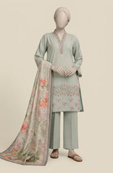EMBROIDERED CAMBRIC 3PCS UNSTITCHED