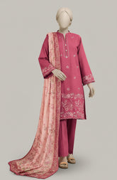EMBROIDERED CAMBRIC 3PCS UNSTITCHED
