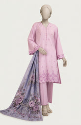 EMBROIDERED CAMBRIC 3PCS UNSTITCHED