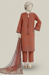 EMBROIDERED CAMBRIC 3PCS UNSTITCHED
