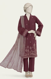 EMBROIDERED CAMBRIC 3PCS UNSTITCHED