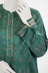 JASHAN E AZADI WOMEN 2PC STITCHED KURTI GREEN