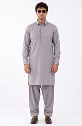 SMOKE-GREY BLENDED KAMEEZ SHALWAR