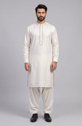 OFF-WHITE EMBROIDERED BLENDED KAMEEZ SHALWAR