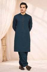 NAVY 100% COTTON EMBROIDERED KAMEEZ SHALWAR