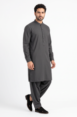 CHARCOAL BLENDED EMBROIDERED KAMEEZ SHALWAR