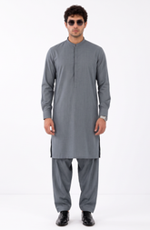 LIGHT STEEL BLUE BLENDED EMBROIDERED KAMEEZ SHALWAR