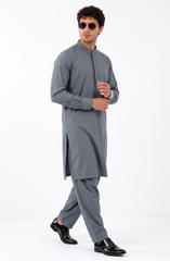 LIGHT STEEL BLUE BLENDED EMBROIDERED KAMEEZ SHALWAR