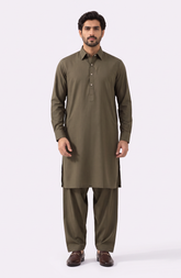 OLIVE BLENDED KAMEEZ SHALWAR