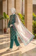 EMBROIDERED PRINTED CAMBRIC STITCHED 3 PIECE