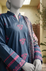 EMBROIDERED CAMBRIC 3PCS UNSTITCHED
