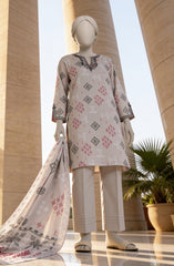 EMBROIDERED PRINTED LAWN STITCHED 3 PIECE
