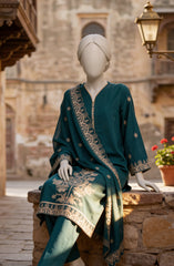 EMBROIDERED CAMBRIC STITCHED 3 PIECE