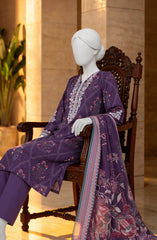 EMBROIDERED PRINTED LAWN STITCHED 3 PIECE