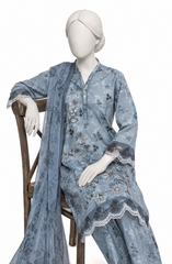 EMBROIDERED PRINTED CAMBRIC STITCHED 3 PIECE
