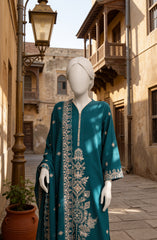 EMBROIDERED CAMBRIC STITCHED 3 PIECE