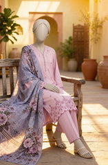 EMBROIDERED CAMBRIC 3PCS UNSTITCHED