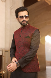 SUMMER'22 MEN KAMEEZ SHALWAR WITH WAIST COAT BLACK