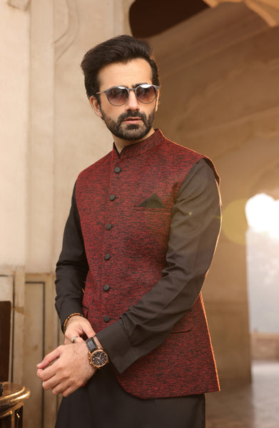 Wasket with hot sale black shalwar kameez