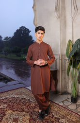 SUMMER'22 TEENS PLAIN KAMEEZ SHALWAR BROWN