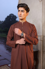 SUMMER'22 TEENS PLAIN KAMEEZ SHALWAR BROWN