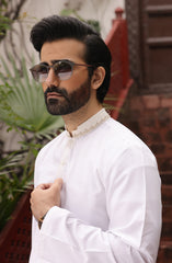 EID FESTIVE'22 MEN KAMEEZ SHALWAR SEMI FORMAL OFF WHITE