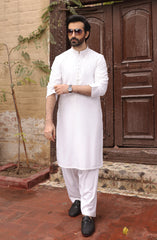 EID FESTIVE'22 MEN KAMEEZ SHALWAR SEMI FORMAL CREAM
