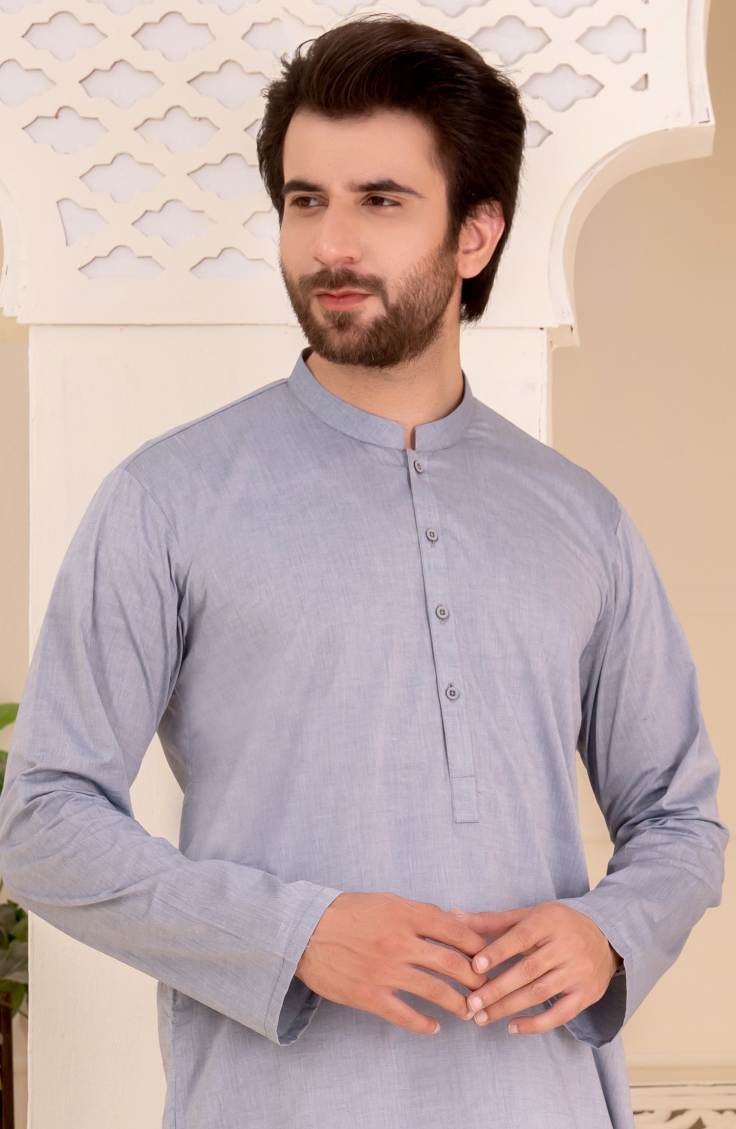 MEN KURTA PLAIN SLATE GREY (6657168375982)