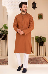 MEN KURTA PLAIN BROWN (6657161134254)