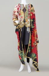 PRINTED RED CHINTZ KURTI WITH LACE (6636993151150)