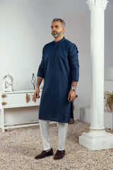 MEN KURTA PLAIN DARK BLUE