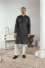 MEN KURTA PLAIN CHARCOAL