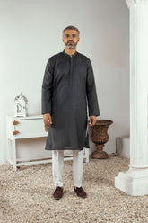 MEN KURTA PLAIN CHARCOAL