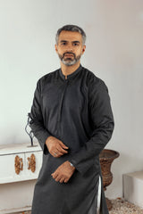 MEN KURTA PLAIN CHARCOAL