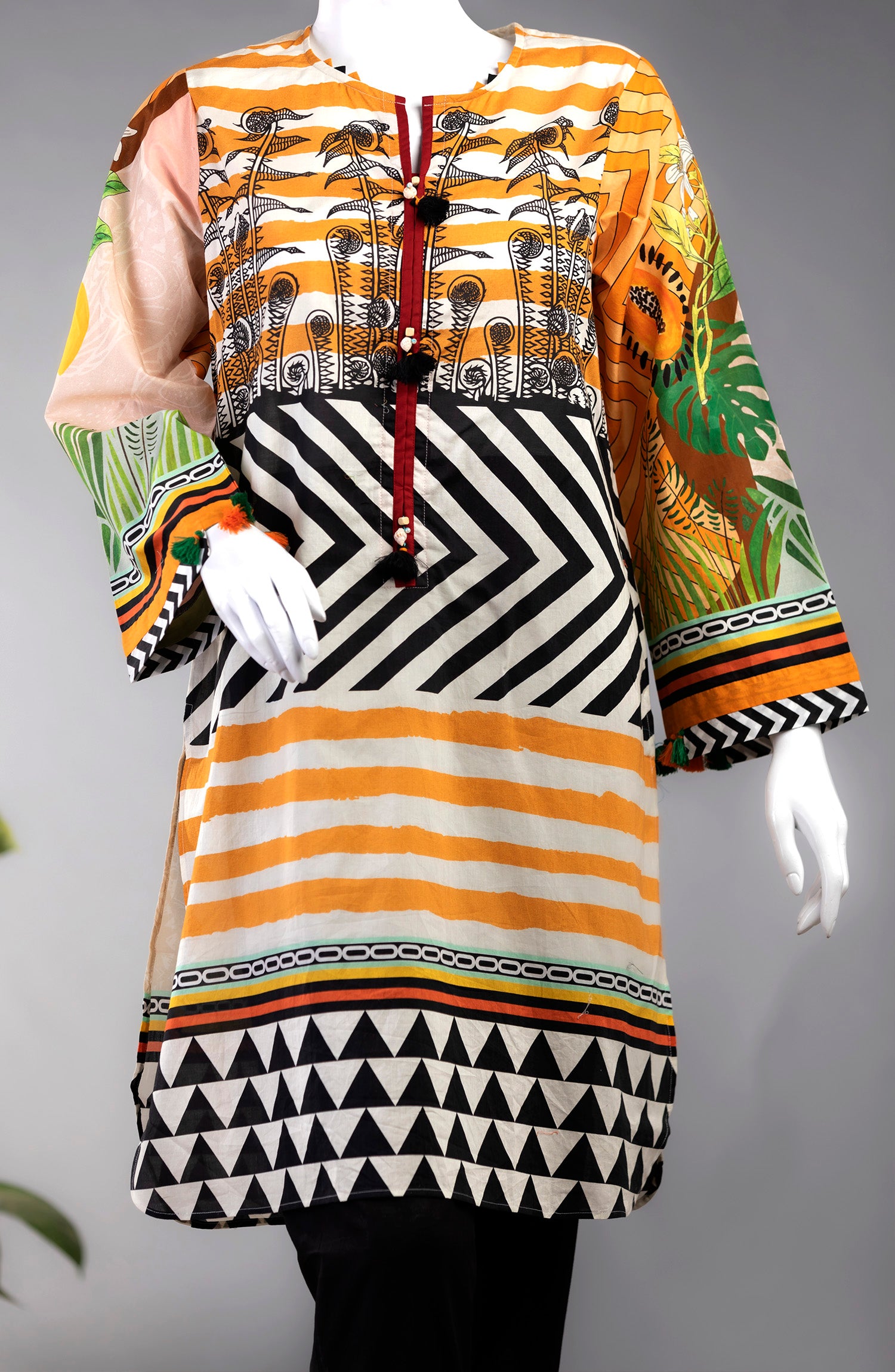 FLORAL BELL LAWN PRINTED 1PC STITCH KURTI (6655378751662)