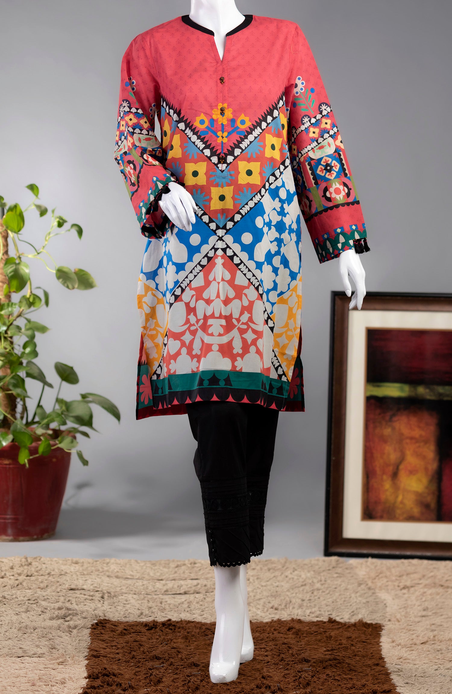 MANDALA LAWN PRINTED 1PC STITCH KURTI (6655408799918)