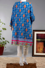 BLUE WEB LAWN PRINTED 1PC STITCH KURTI (6660872405166)