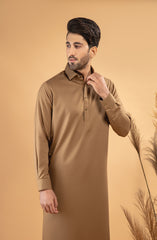 PRE WINTER'22 MEN KAMEEZ SHALWAR PLAIN BROWN