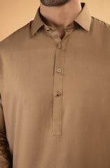 PRE WINTER'22 MEN KAMEEZ SHALWAR PLAIN BROWN