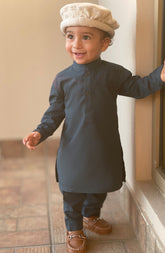 INFANT SEMI FORMAL KAMEEZ SHALWAR BOTTLE GREEN
