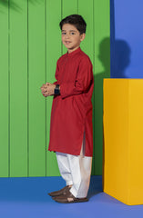 SUMMER'23 BOYS PLAIN KURTA RED