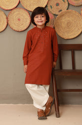 SUMMER'23 BOYS SEMI FORMAL KURTA RUST